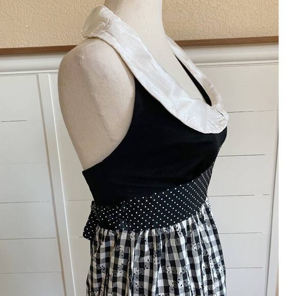 VTG Young Edwardian Arpeja Black & White Gingham Maxi Dress 7 - Picture 7 of 13